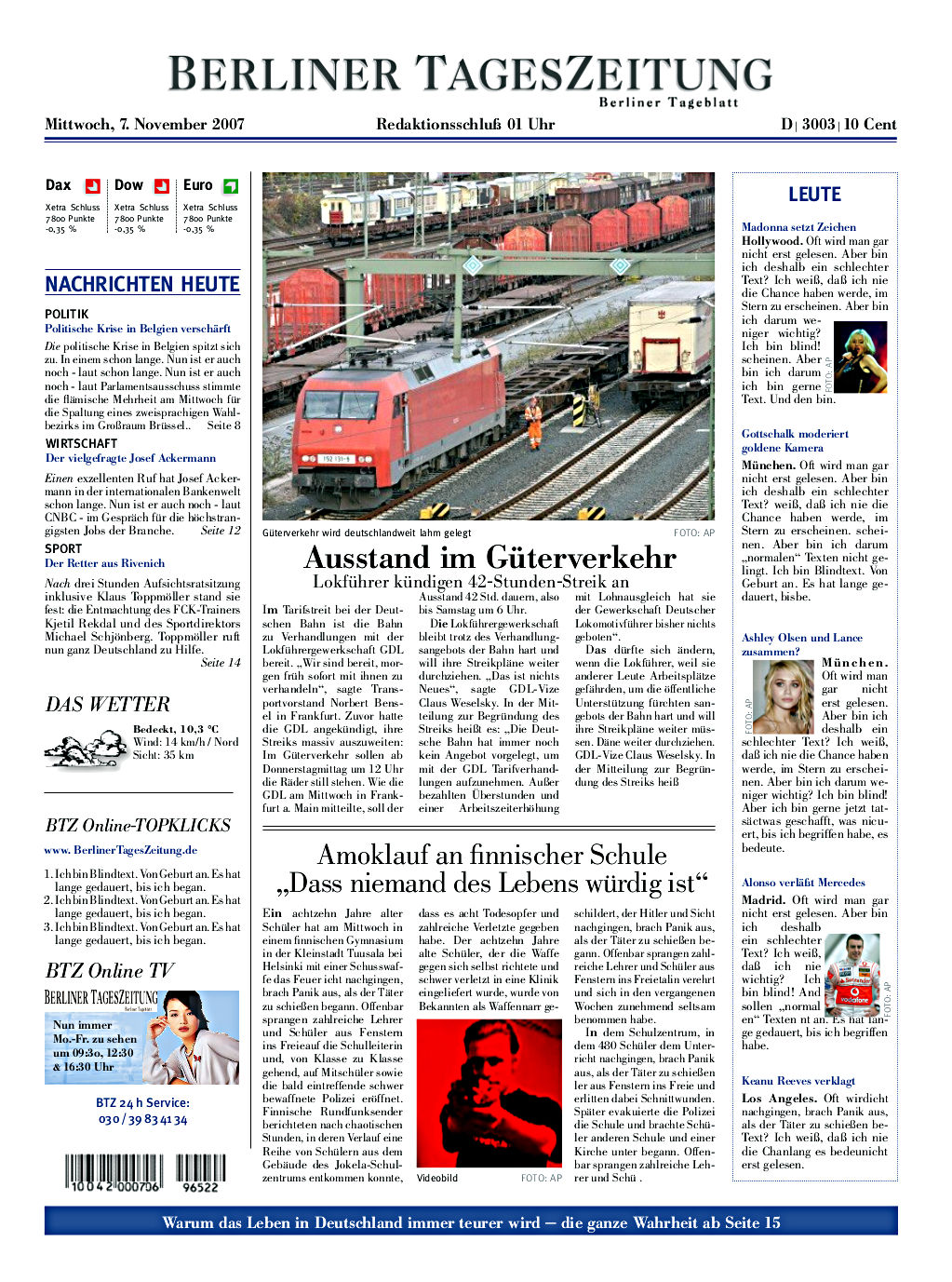 BERLINER TAGESZEITUNG: Liberalkonservative deutsche Zeitung