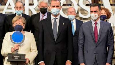 Merkel von Spaniens K&ouml;nig Felipe VI. mit Europapreis geehrt