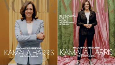 Vogue mit Sonderausgabe und zweitem Bild von Kamala Harris