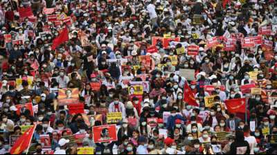 Gr&ouml;&szlig;te Proteste gegen die Milit&auml;rjunta in Myanmar seit Tagen