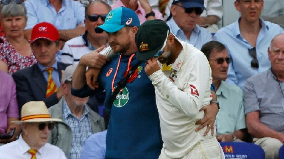 Lyon's Ashes future in doubt as he arrives at Lord's on crutches