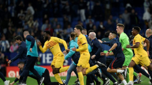 Triumphant Barca players chased from pitch by angry Espanyol fans