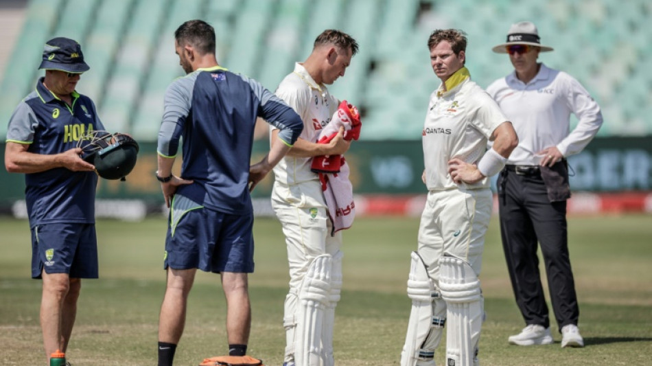 Australia's Smith off field after being struck on helmet
